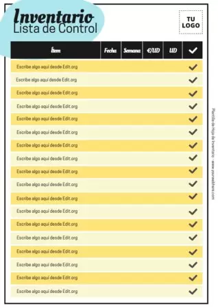 Edita una hoja para Inventario