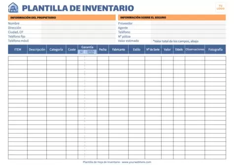 Edita una hoja para Inventario