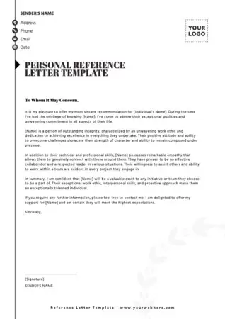 Edit a model of Reference Letter