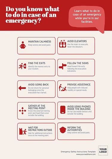 Emergency Safety Instructions Poster Templates