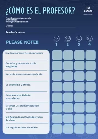 Edita una evaluación al profesor