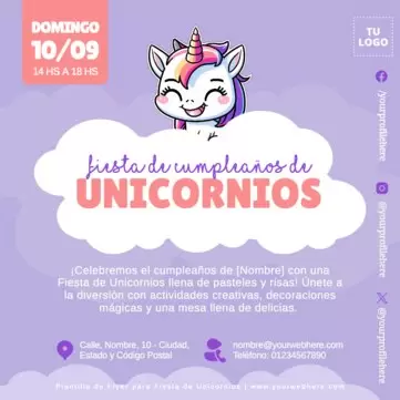 Edita una invitación de Unicornio digital