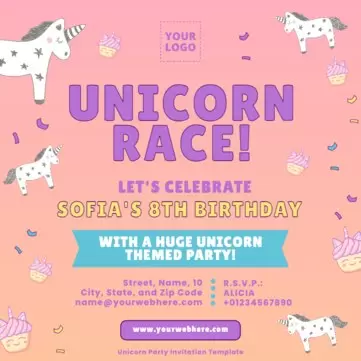 Edit a Unicorn blank invitation