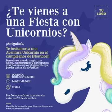 Edita una invitación de Unicornio digital