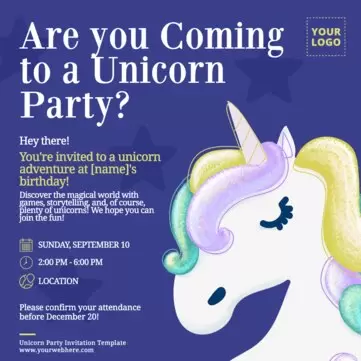 Edit a Unicorn blank invitation