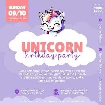 Edit a Unicorn blank invitation