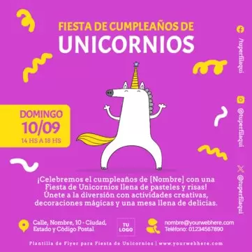 Edita una invitación de Unicornio digital