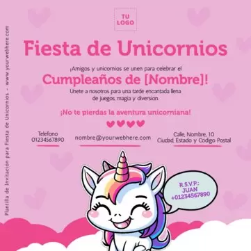 Edita una invitación de Unicornio digital