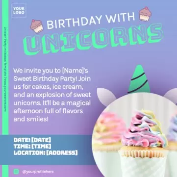 Edit a Unicorn blank invitation