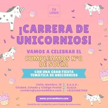 Edita una invitación de Unicornio digital