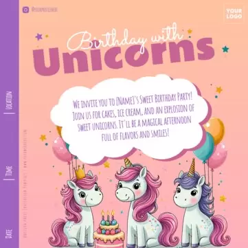 Edit a Unicorn blank invitation
