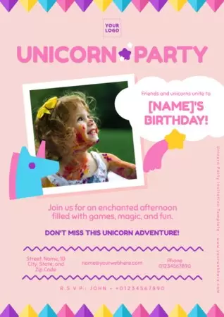 Edit a Unicorn blank invitation