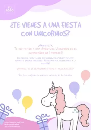 Edita una invitación de Unicornio digital