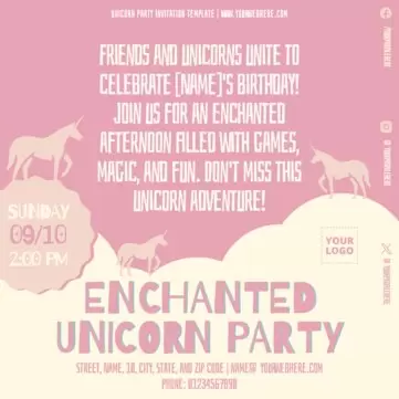 Edit a Unicorn blank invitation