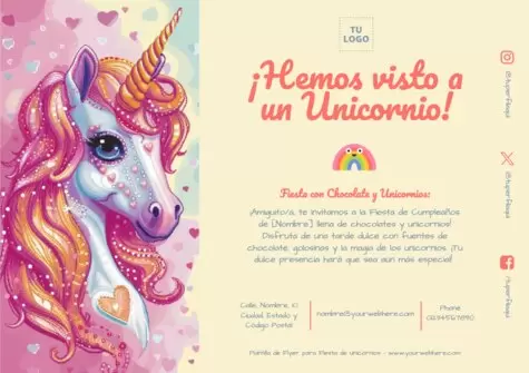 Edita una invitación de Unicornio digital