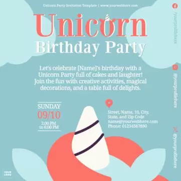 Edit a Unicorn blank invitation