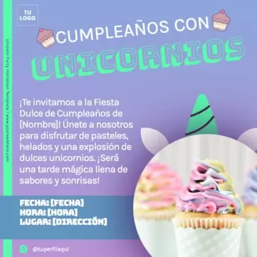 Edita una invitación de Unicornio digital