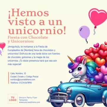 Edita una invitación de Unicornio digital