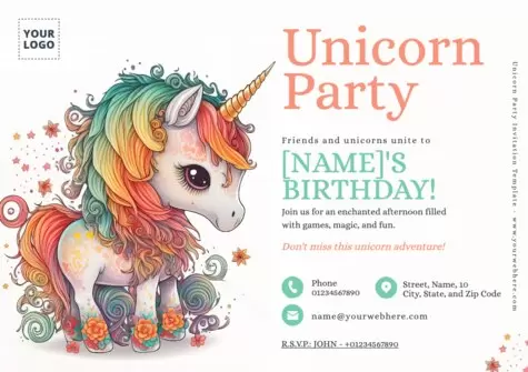 Edit a Unicorn blank invitation