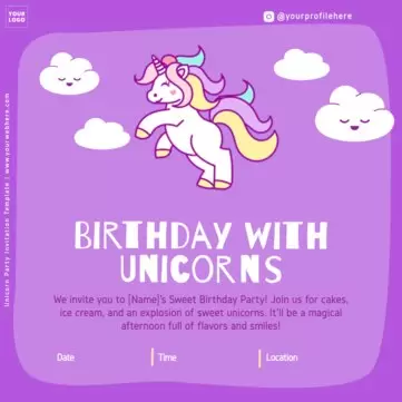 Edit a Unicorn blank invitation