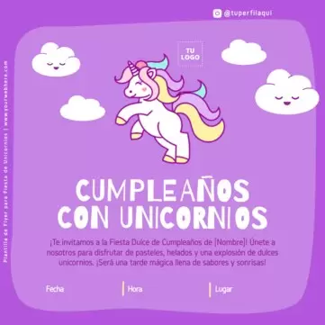 Edita una invitación de Unicornio digital