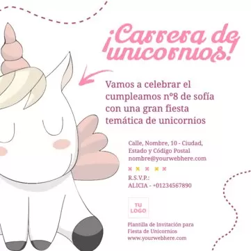 Edita una invitación de Unicornio digital