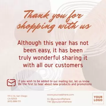 Modifier un panneau Merci pour votre achat