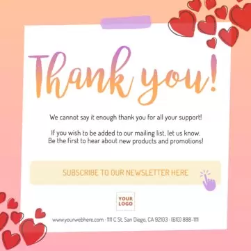 Modifier un panneau Merci pour votre achat