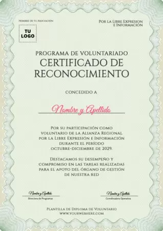 Edita un Diploma Voluntariado