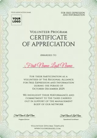 Edit a Volunteer Certificate