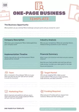 Edit a One Pager format