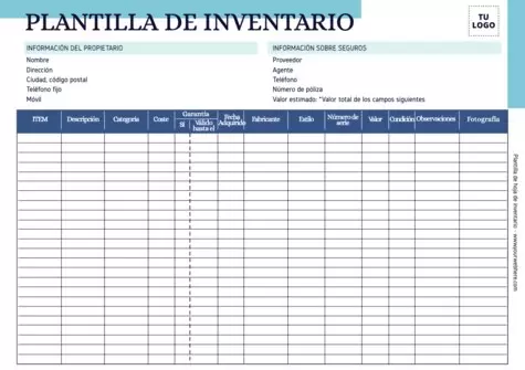 Edita una hoja para Inventario