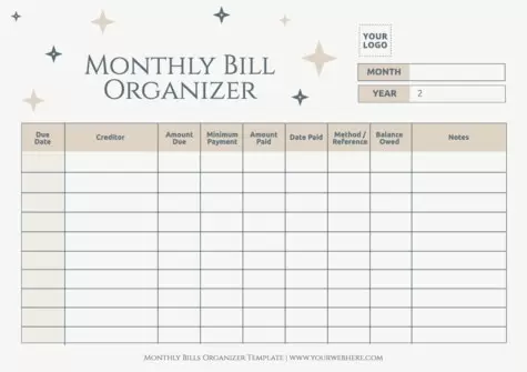 Edit a Bill Organizer