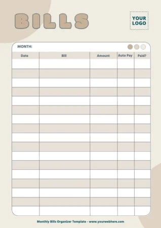 Edit a Bill Organizer