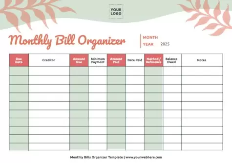 Edit a Bill Organizer