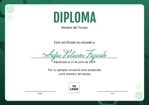 Edita un diploma deportivo