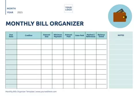 Edit a Bill Organizer