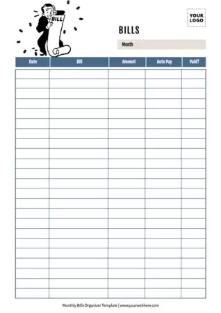 Edit a Bill Organizer