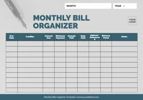 Edit a Bill Organizer