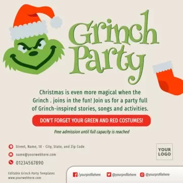 Edit a Grinch party flyer