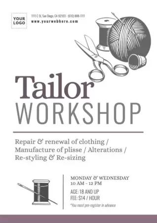 Editar um pôster para alfaiates e lojas de costura 