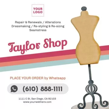 Editar um pôster para alfaiates e lojas de costura 