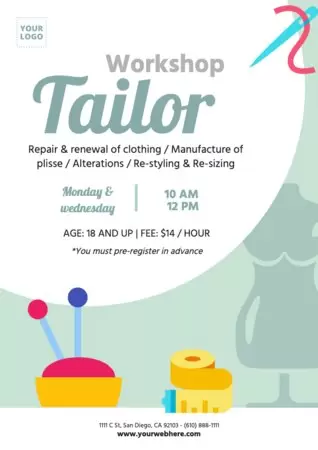 Editar um pôster para alfaiates e lojas de costura 