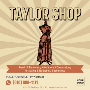 Editar um pôster para alfaiates e lojas de costura 