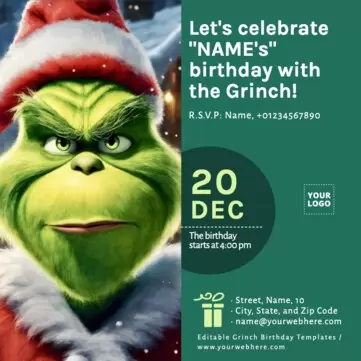 Edit a Grinch party flyer