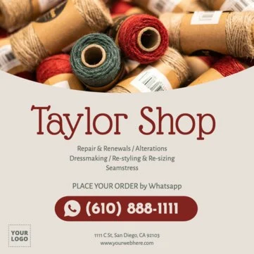 Editar um pôster para alfaiates e lojas de costura 