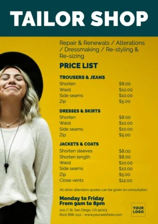 Editar um pôster para alfaiates e lojas de costura 