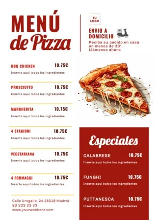 Crea tu menú de pizza