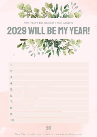 Edit a New Years Resolution template