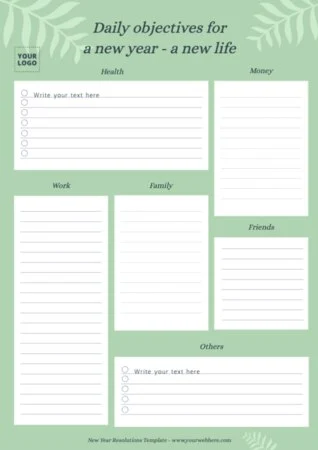 Edit a New Years Resolution template
